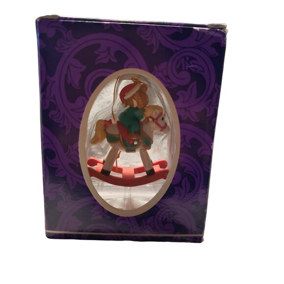 Boxed Vintage 1993 “Baby’s First Christmas” Bear on Rocking Horse Ornament - Picture 11 of 13